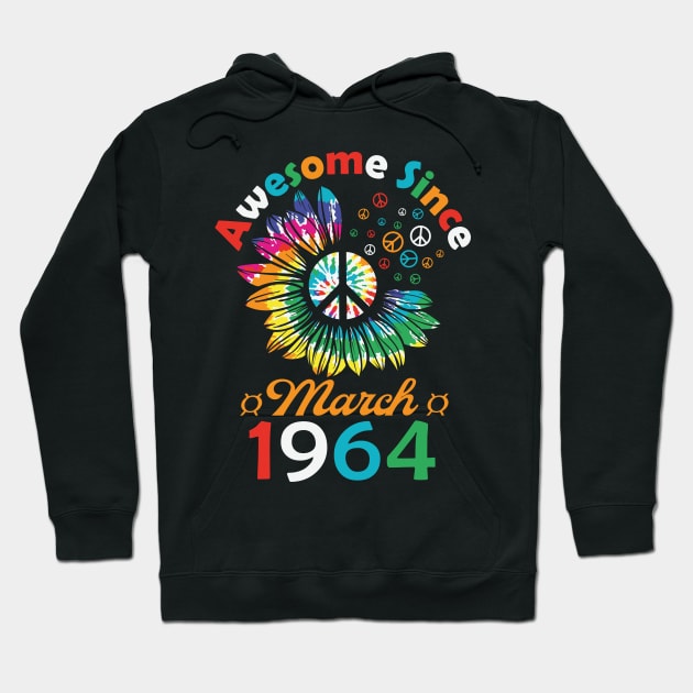 Funny Birthday Quote, Awesome Since March 1964, Retro Birthday Hoodie by Estrytee